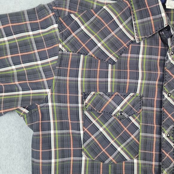 Wrangler Shirt Mens Size Large Plaid Button Down Black Pearl Snaps Long Sleeve - Picture 6 of 13